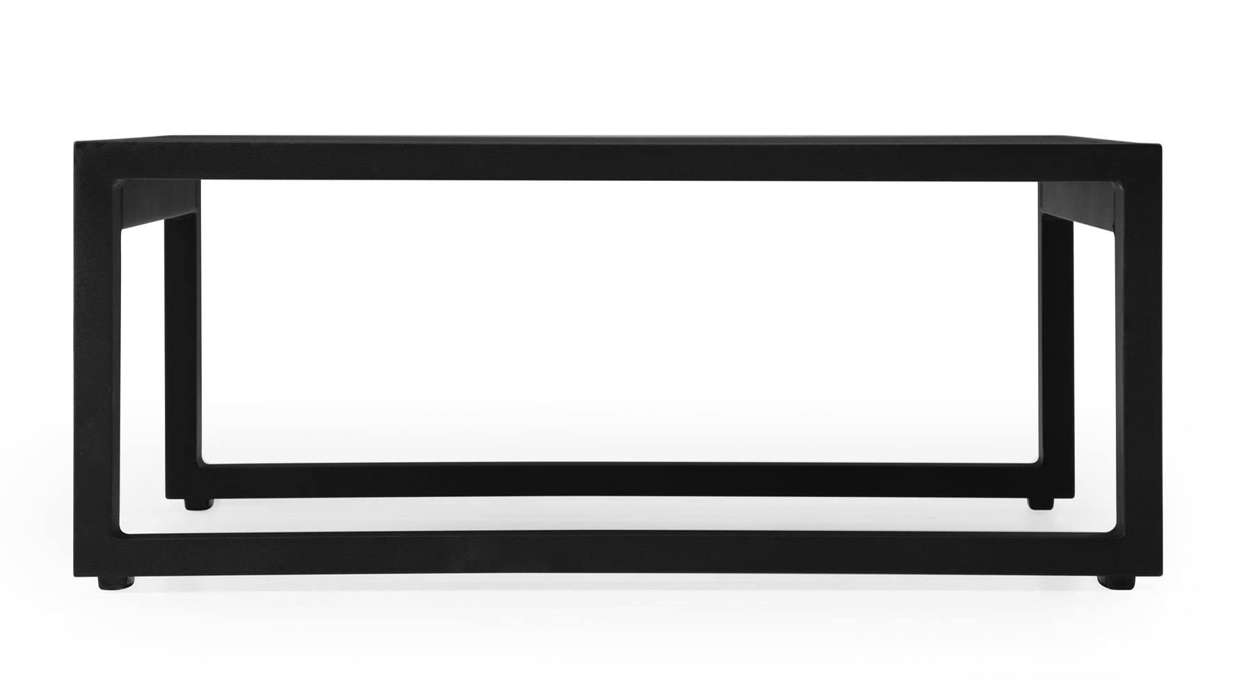 Modern Kore Outdoor Square Coffee Table - Black Powder Coated Aluminum Frame for Patio & Garden