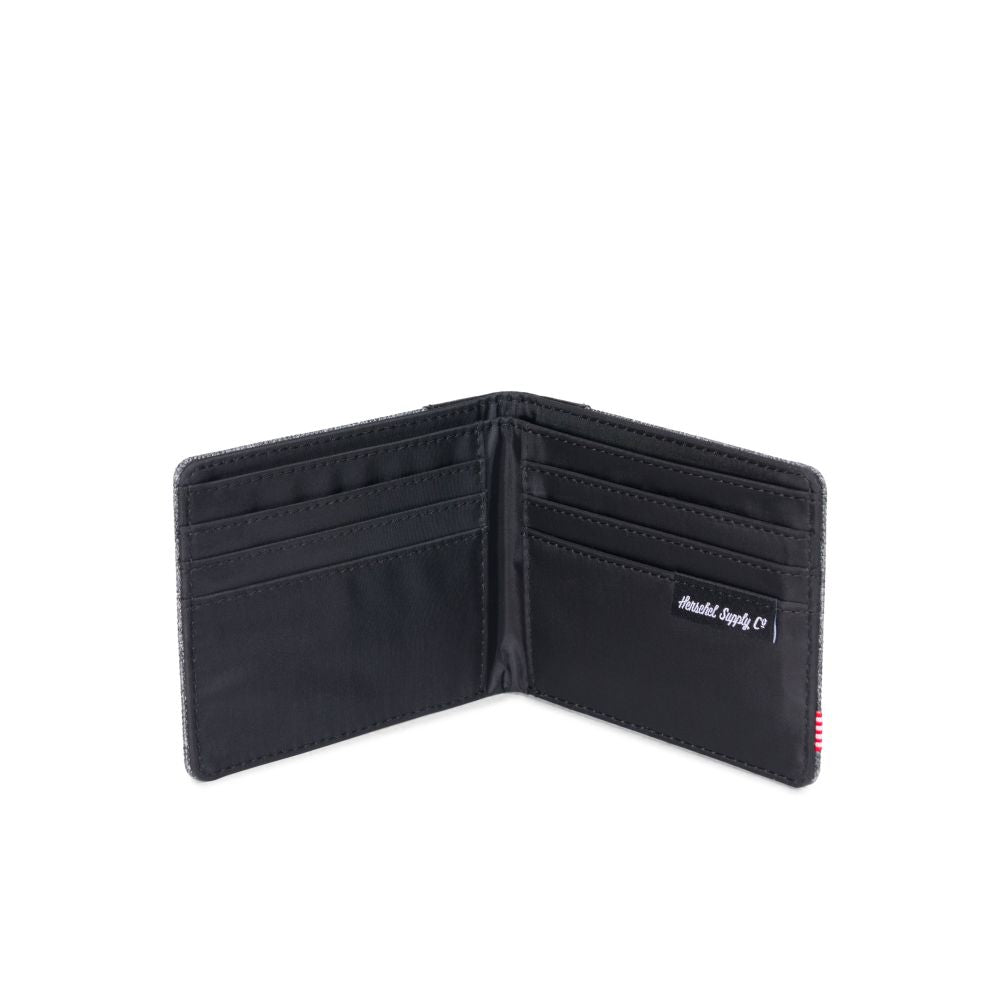 Herschel Edward Wallet for Men - RFID Blocking Slim Bifold Genuine Leather Wallet in Raven Crosshatch Design | Perfect for Everyday Carry, Travel & Business Use