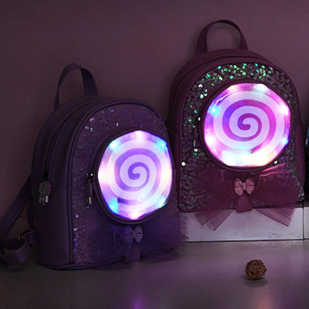 **Cute Cartoon Candy LED Light Backpack for Girls - School Bag with Shoulder Strap, Travel & Outdoor Backpack for Kids** - Perfect for School, Travel, Hiking & Daily Use