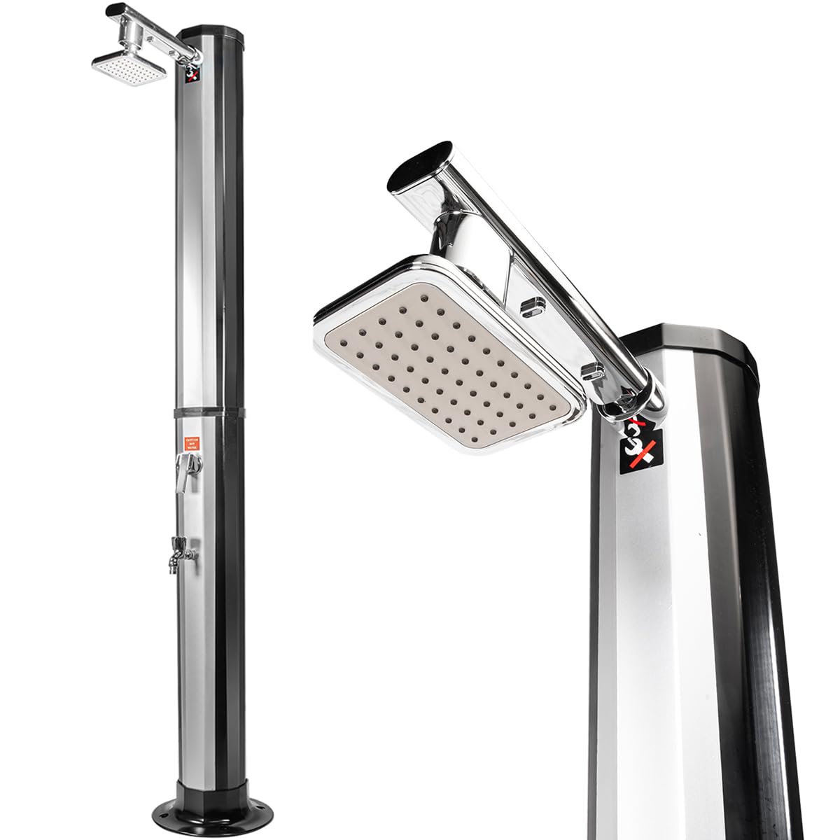 XtremepowerUS 10 Gallon Solar Heated Outdoor Shower - Portable 2-Section Black Shower with Adjustable Head for Backyard, Poolside, Beach & Spa - Easy Installation & Eco-Friendly Water Heating - Perfect for Camping, RV Trips & Post-Swim Rinsing