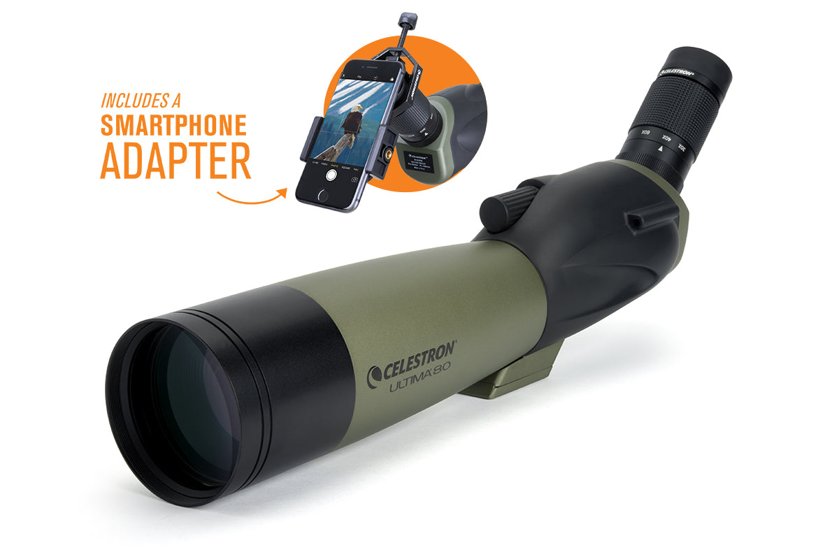 Celestron Ultima 20-60x80mm Angled Zoom Spotting Scope - High Power Magnification for Bird Watching, Hunting & Target Shooting | Waterproof & Fog Proof Design