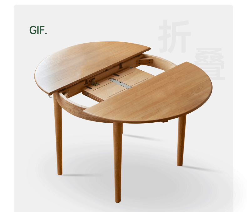 Solid Oak & Ash Wood Extendable Round Dining Table - Expandable for 4 to 8 People - Perfect for Small Spaces, Family Dinners & Entertaining Guests