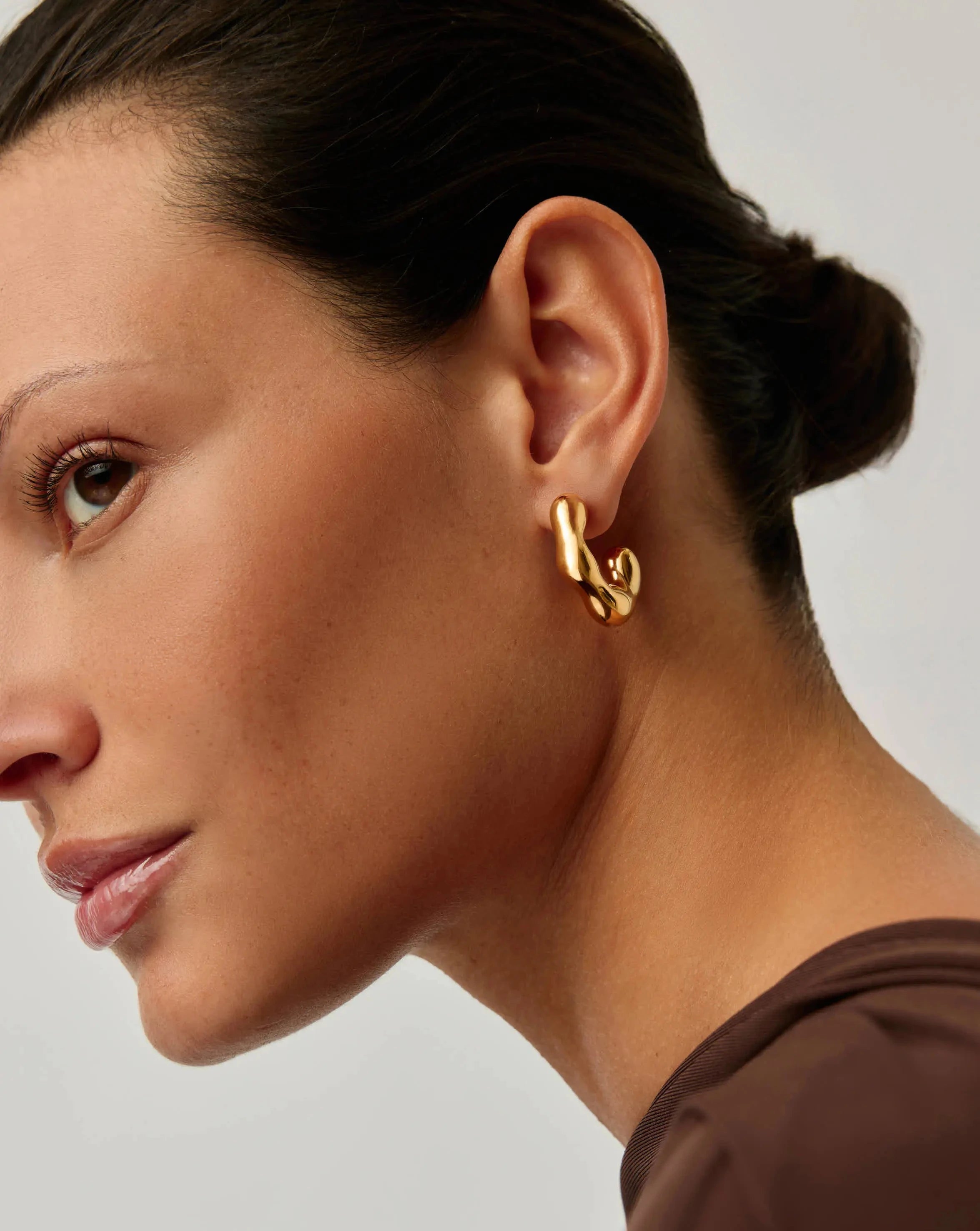 Eny Puffy Medium Hoop Earrings - 18k Gold Plated Women's Jewelry for Everyday Wear & Special Occasions