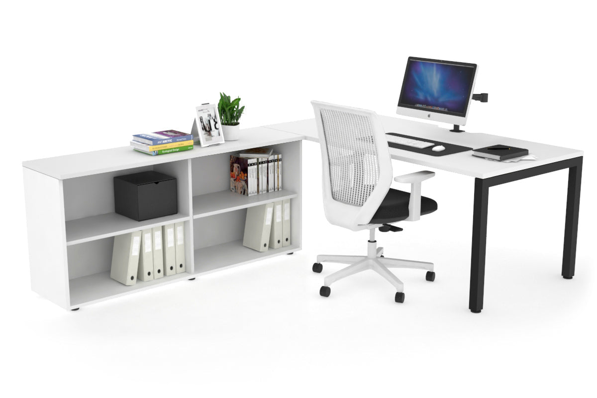 Quadro Square Executive Standing Desk Black Frame [1800L x 800W with Cable Management] - Perfect for Home Office & Modern Workspace Setup