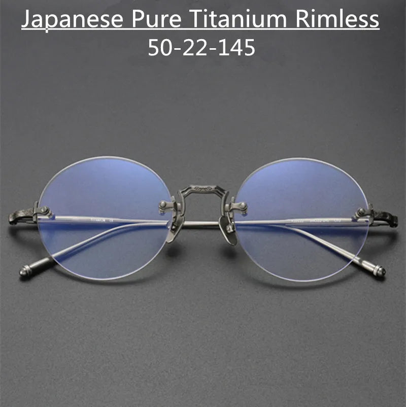 Aimee Unisex Rimless Round Titanium Eyeglasses 2250 - Lightweight & Durable Titanium Frame for Men & Women - Perfect for Reading, Work & Everyday Use
