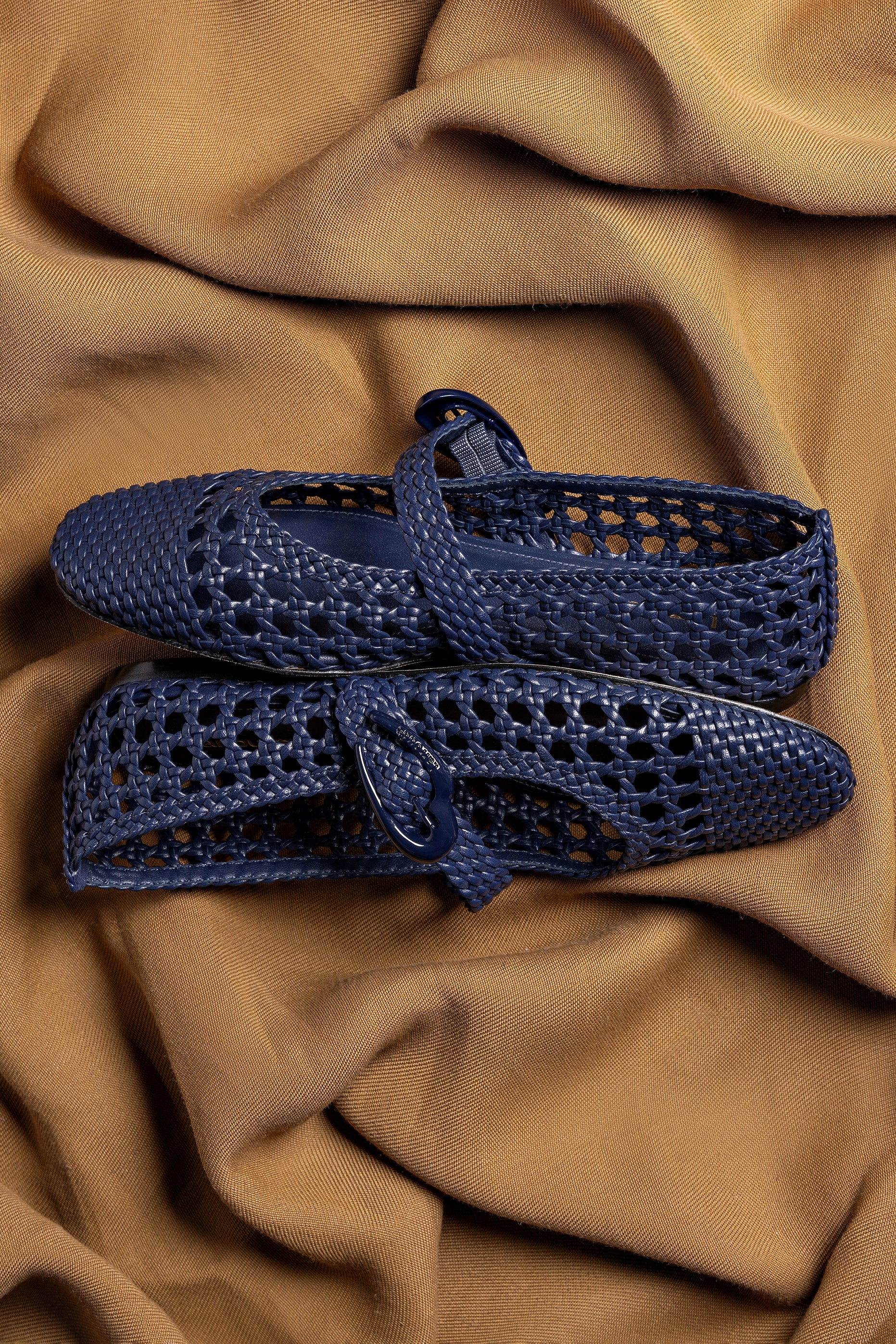 Verona Macrame Ballet Flat Shoes for Women - Navy Blue Genuine Leather Comfortable Slip-On Loafers | Perfect for Casual Outings, Office Wear & Travel