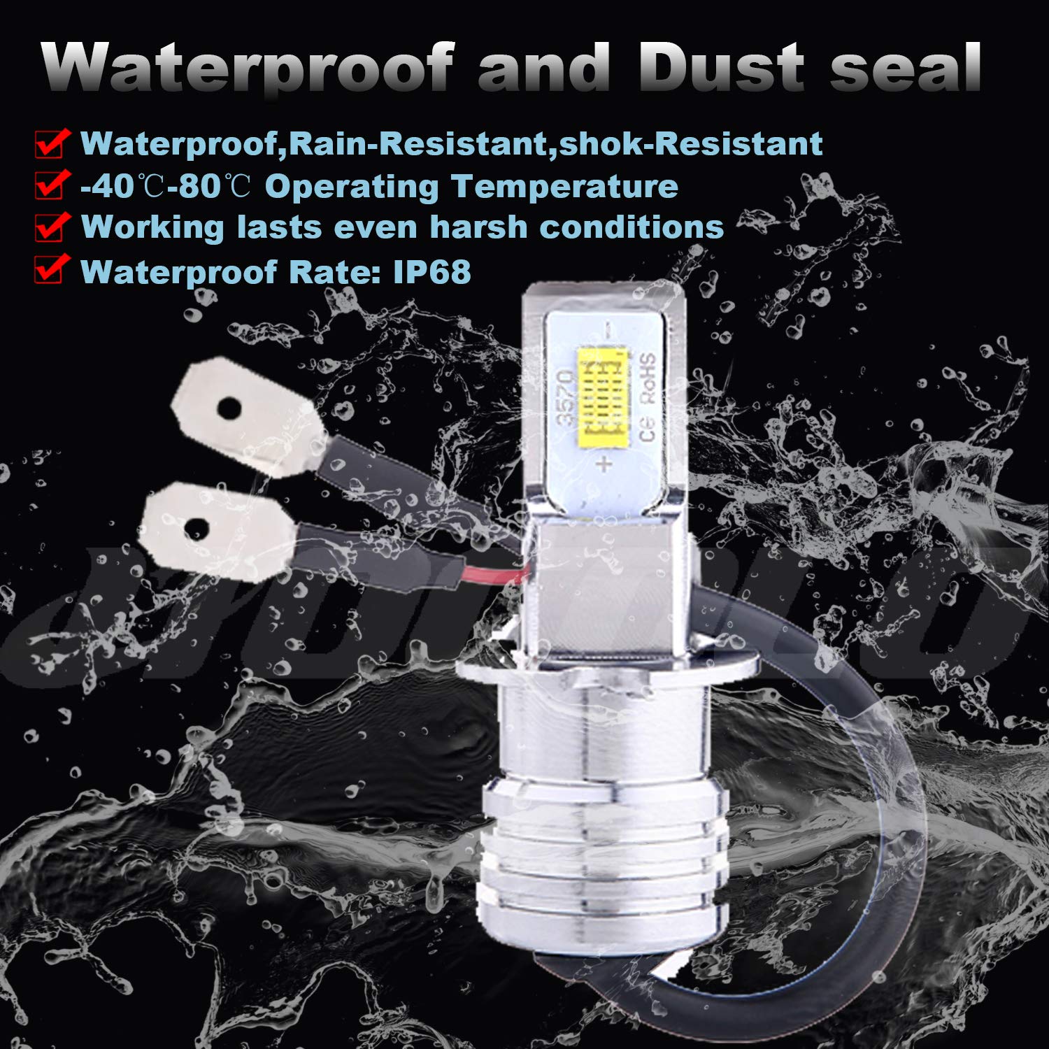 HOCOLO H3 LED Bulbs 6500K White - High Brightness DRL Fog Driving Lights for Cars - Replace Halogen 3570 CSP Chips - Plug-N-Play Installation - Pack of 2 (H3_Fog/DRL, White/6000K) - Perfect for Daytime Running & Nighttime Visibility