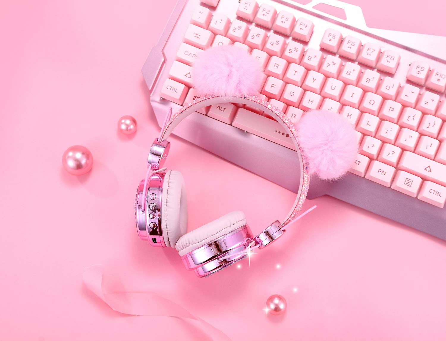 Wireless LED Color Changing Bluetooth Headphones with Mic for Girls - 10H Playtime, Bluetooth 5.0, Pink - Perfect for School, Christmas Gifts & Daily Use