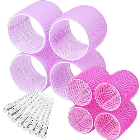8-Piece BOGOTA Heatless Hair Roller Set with 8 Clips - 4 Jumbo & 4 Large Self-Grip Curlers for Long, Medium, Short, Thick, Fine & Thin Hair - Adds Volume & Natural Waves - Perfect for Overnight Styling, Salon-Like Curls at Home & Damage-Free Hairstyling (Random Color)