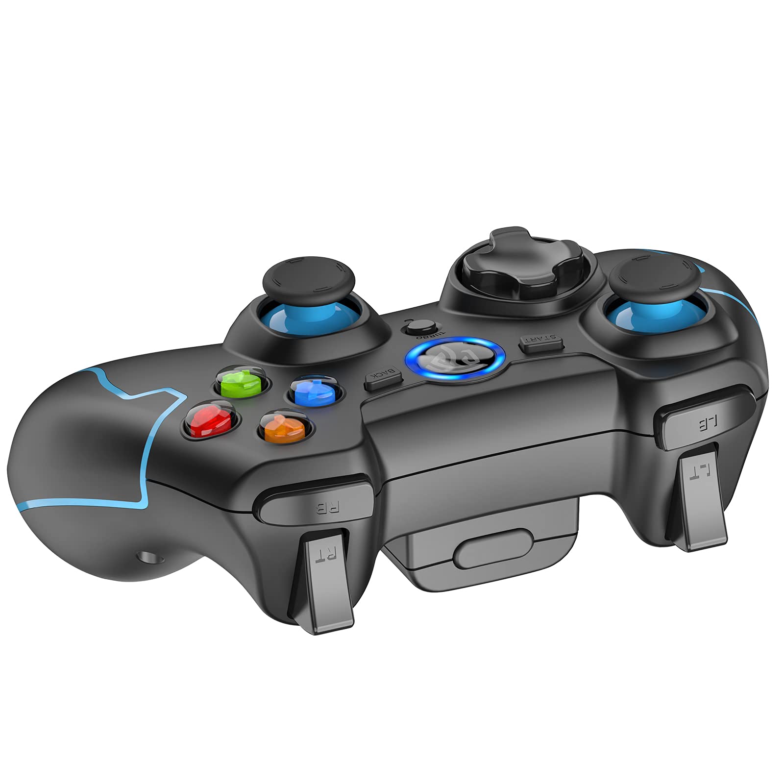 EasySMX Wireless Game Controller for PC Steam PS3, 2.4G Wireless Gaming Joystick for Windows XP/7/8/10/11, Android TV Box, Tesla - Compatible with Multiple Devices (Black Blue) - Perfect for Gaming, Streaming & Entertainment
