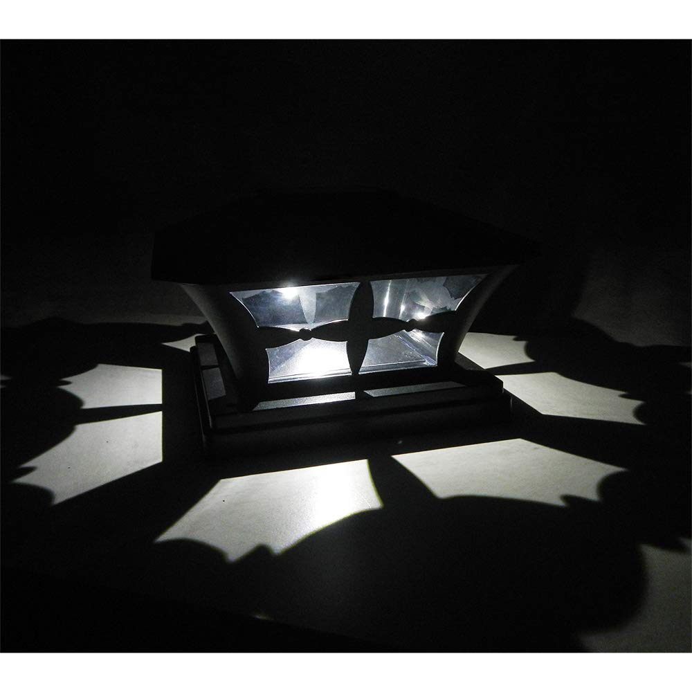8 Pack Brown Solar LED Fence Lights - 6x6 Inch Outdoor Garden Landscape Lighting, Waterproof PVC Vinyl Wood Post Cap Lights for Deck, Pathway, Yard & Garden Decor (Solar Powered)