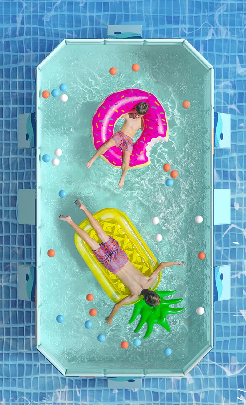Foldable Hard Plastic Swimming Pool for Adults & Family - 2.6m Collapsible Rectangle Non-Inflatable Outdoor Pool | Portable Backyard Dog Pool for Pets | Perfect for Summer Parties, Kids Playtime & Pet Bathing