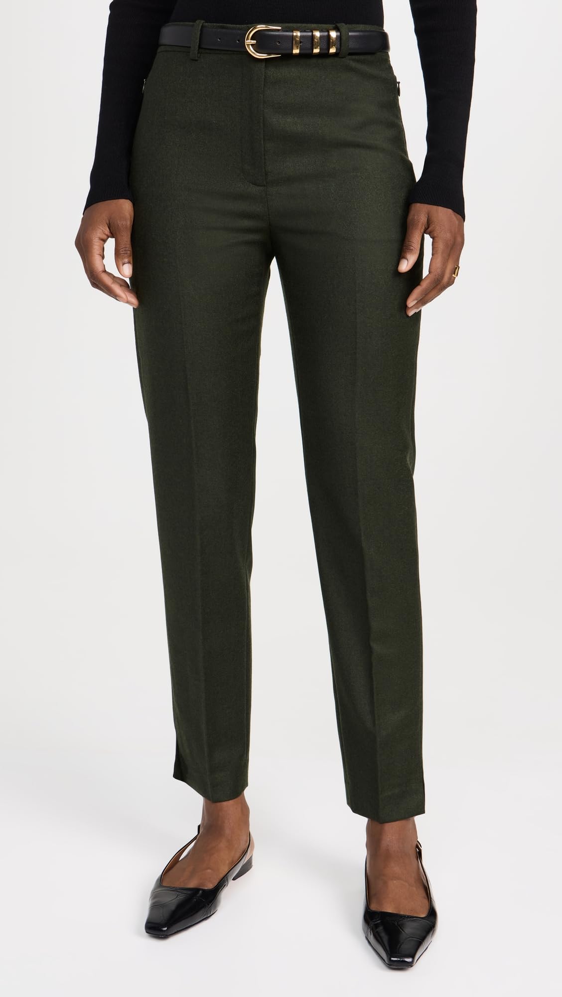 Theory Women's High Waisted Tapered Dress Pants for Work & Office - Professional Slim Fit Trousers with Stretch for Business Casual Outfits