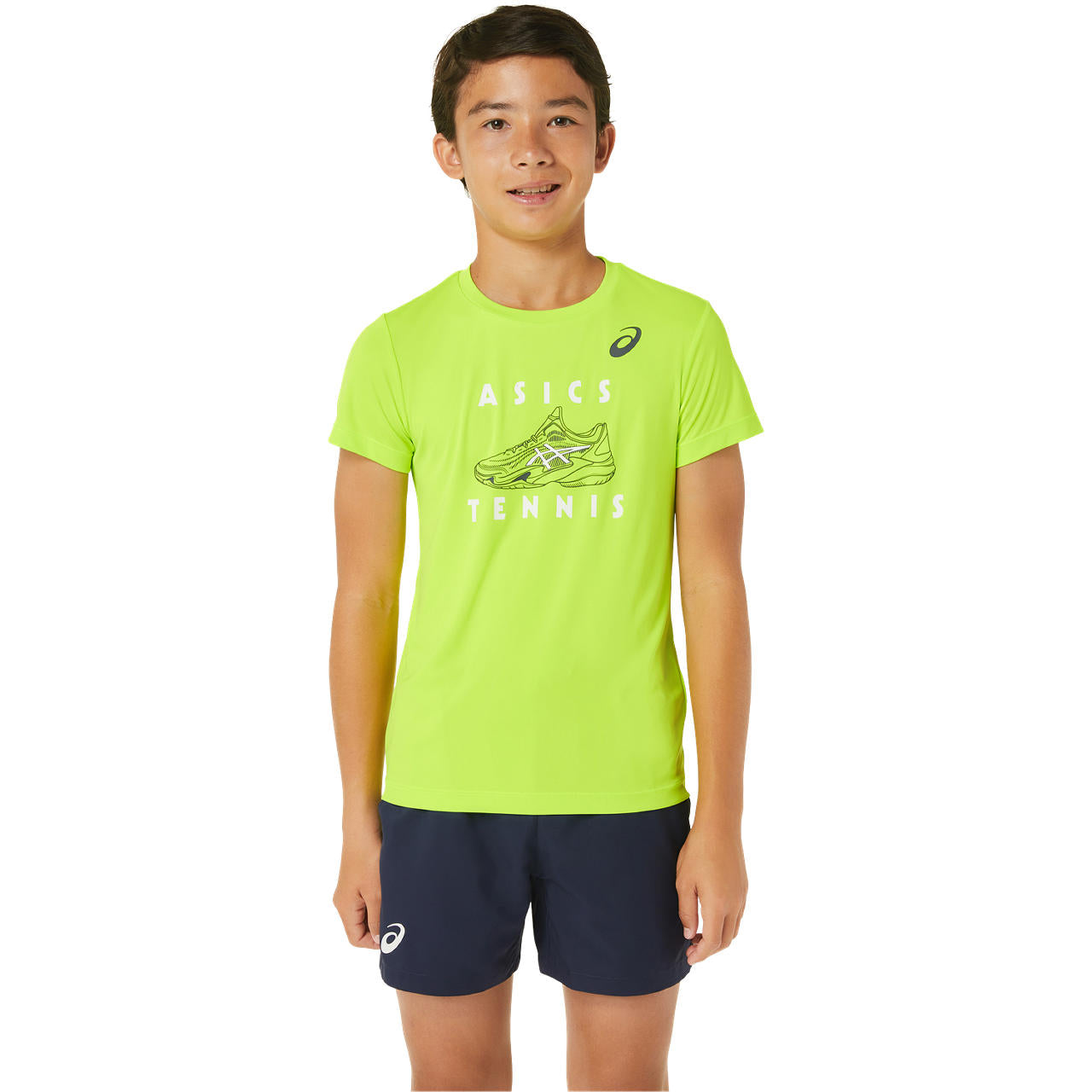 ASICS Boys' Tennis Graphic Short Sleeve T-Shirt - Green Athletic Performance Tee for Junior Tennis Players - Perfect for Training, Matches & Casual Wear