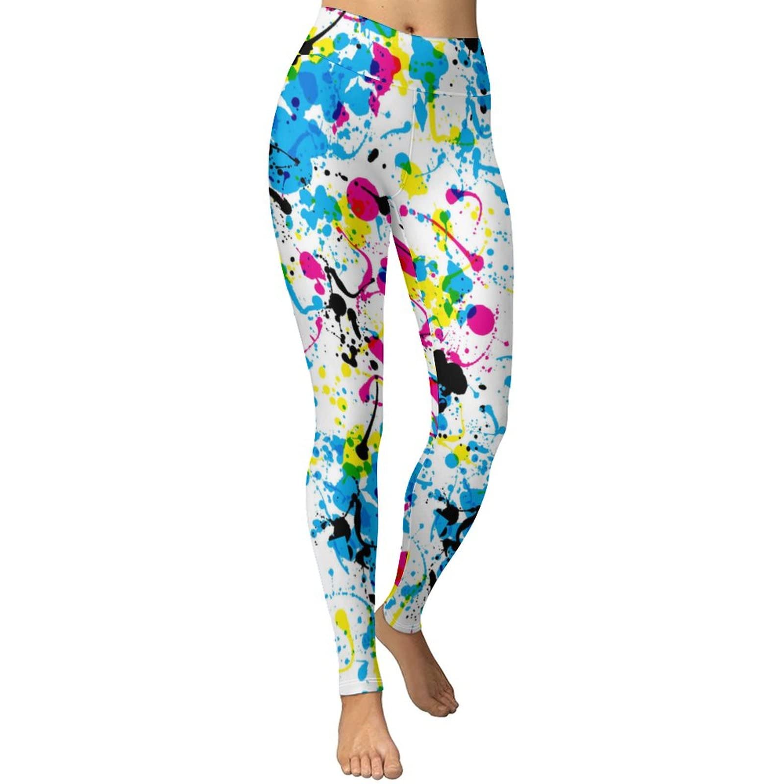 Colorful Splatter Print High Waist Yoga Pants for Women - Stretchy Workout Leggings for Yoga, Gym & Running | Trendy Fitness Apparel for Active Lifestyles
