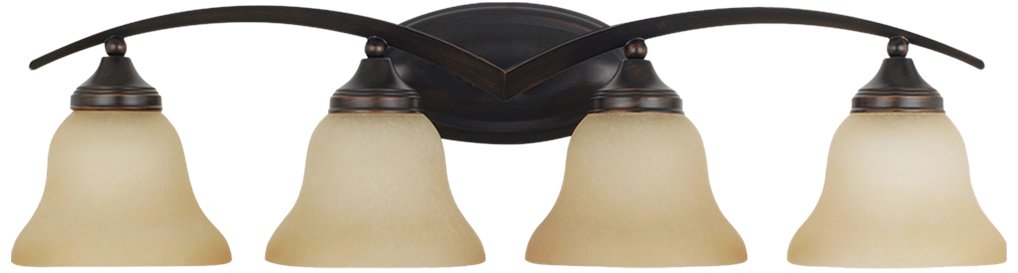 Sea Gull Lighting 44177-710 Bathroom Vanity Light Fixture with Amber Scavo Glass Shades, Burnt Sienna Finish - Perfect for Modern Bathroom Decor and Ambient Lighting