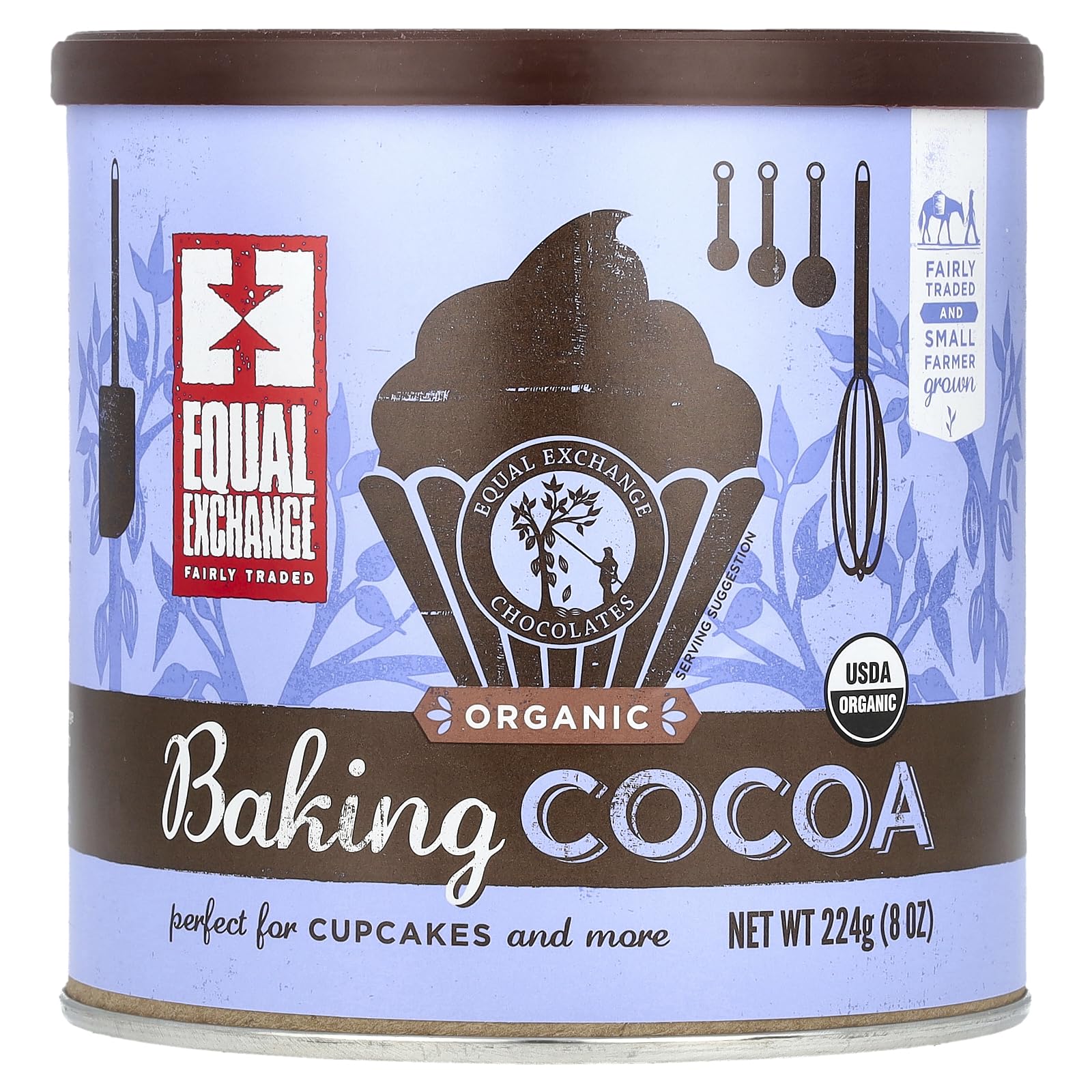 Equal Exchange Organic Fair Trade Baking Cocoa Powder - 8 Ounce (226g) - Unsweetened, Non-GMO, Vegan - Perfect for Brownies, Cakes & Hot Chocolate