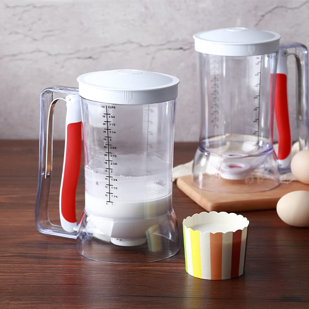 **Pancake Batter Dispenser with Squeeze Handle - Easy Pour Cupcake & Waffle Mix Dispenser for Perfect Pancakes, Muffins & Cakes - Ideal for Breakfast, Baking & Party Cooking**