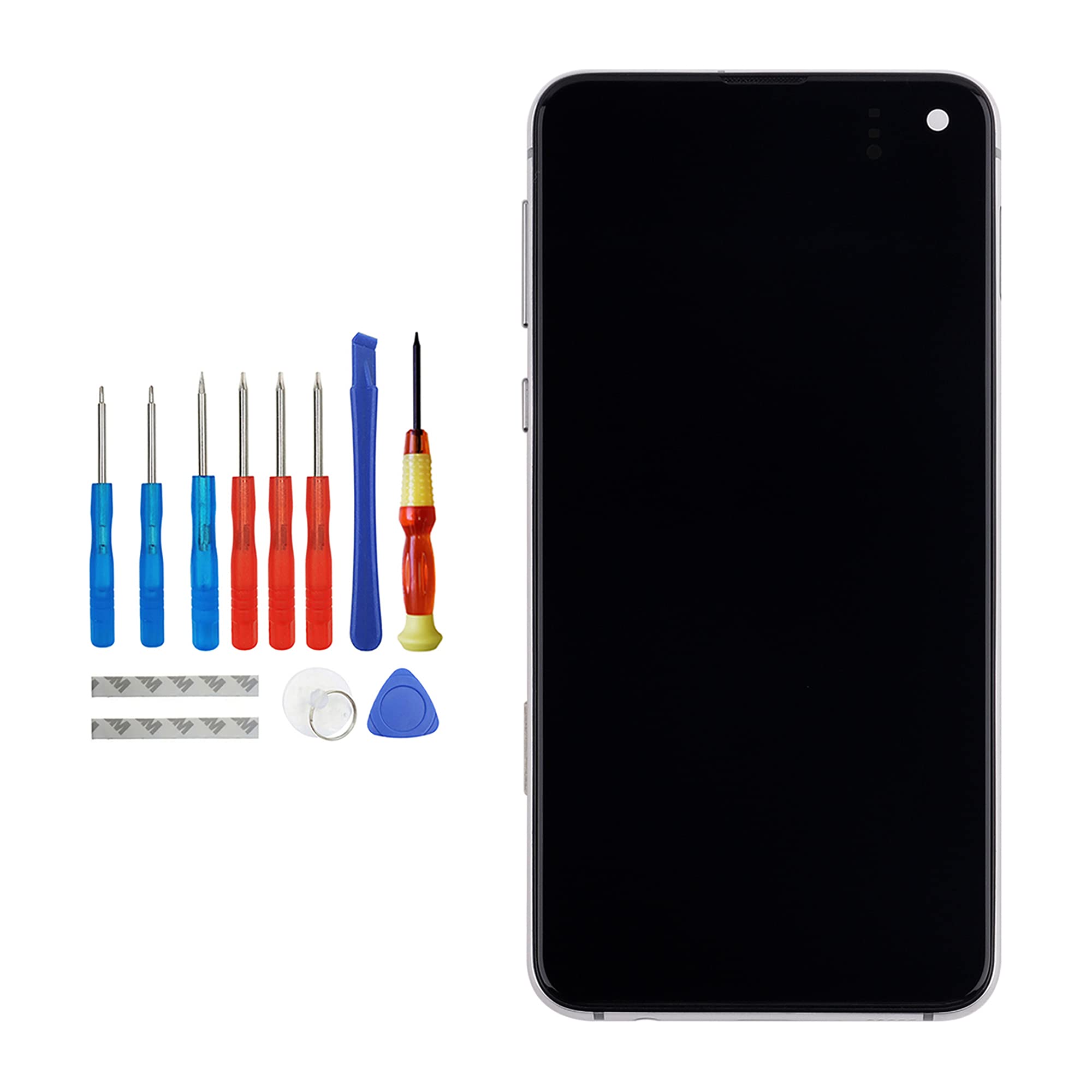 Original Title: AMOLED Compatible with Samsung Galaxy S10e SM-G970F SM-G970U SM-G970W LCD Touch Screen Display White with Frame Tools   Optimized Title: Samsung Galaxy S10e SM-G970F/G970U/G970W AMOLED LCD Touch Screen Display Replacement - White with Frame & Tools - Perfect for DIY Repairs & Screen Upgrades