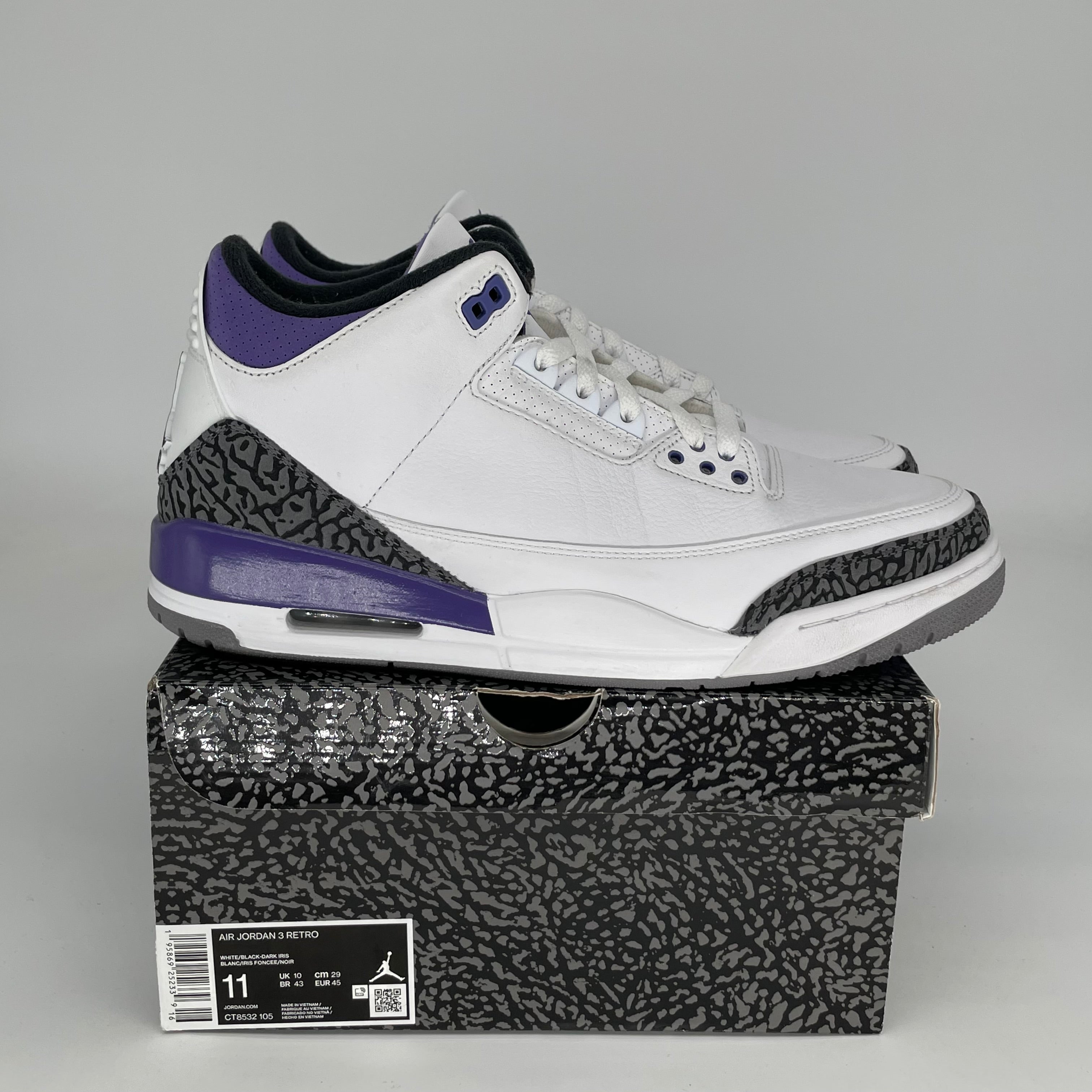 AIR JORDAN 3 DARK IRIS Men's Basketball Shoes - Size 11 (CT8532-105) - Retro Sneakers for Running, Gym & Streetwear Fashion