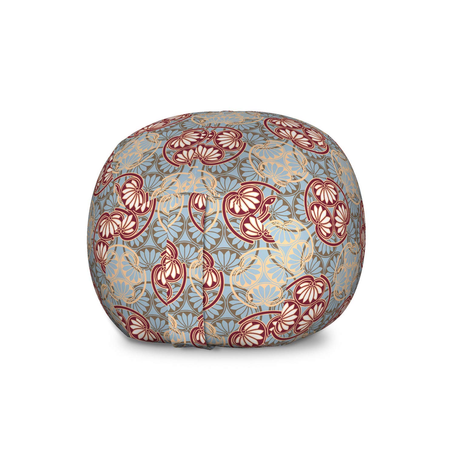 Ambesonne Japanese Themed Storage Toy Bag Chair - Large Washable Stuffed Animal Organizer with Oriental Flower Pattern & Traditional Cultural Design, Multicolor - Perfect for Kids' Room, Playroom & Home Organization