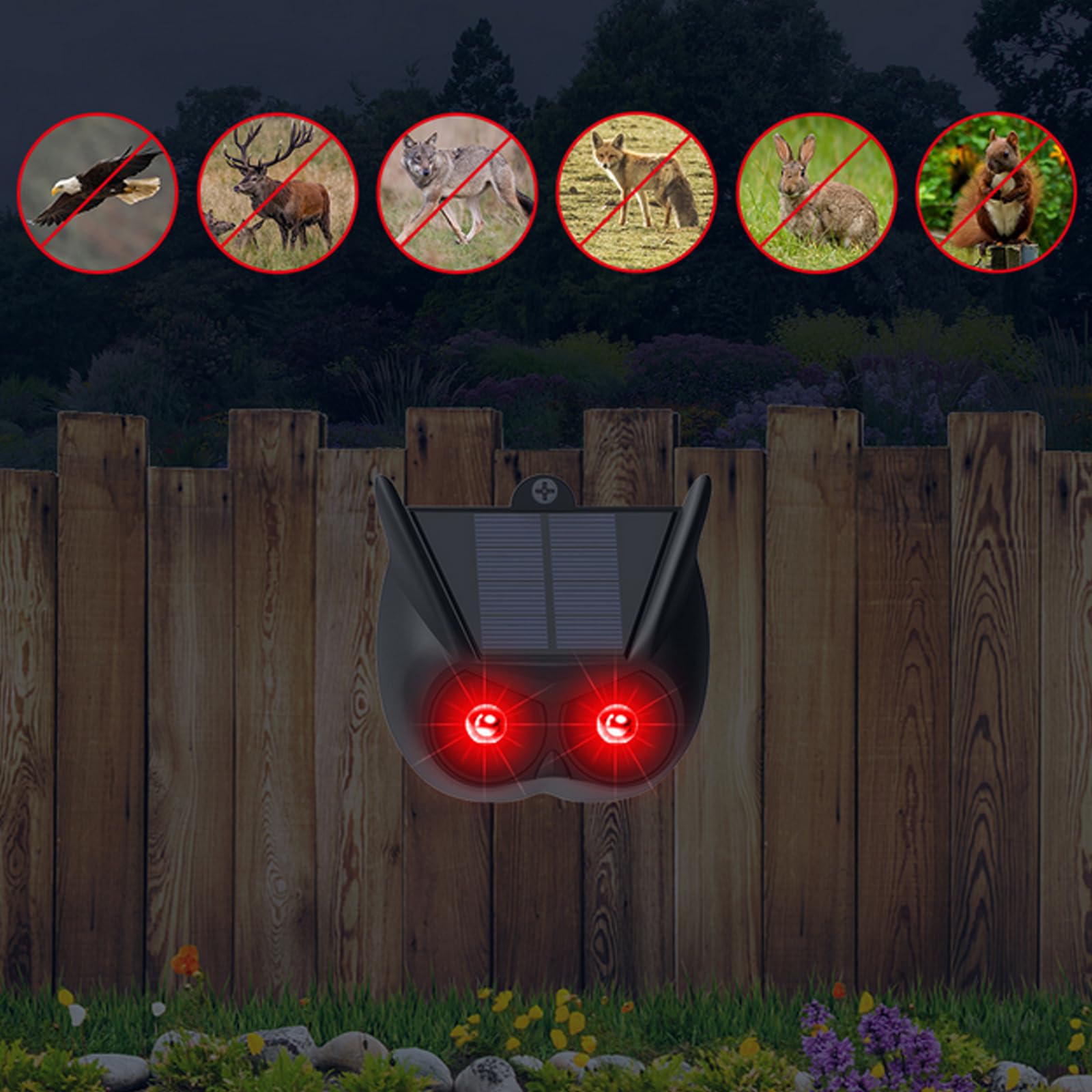 Aolyty Solar Powered Red Strobe Warning Light - IP65 Waterproof, 2 Pack for Chicken Coop, Farm, Yard, Garden & Orchard - Deters Animals & Enhances Safety in Outdoor Areas