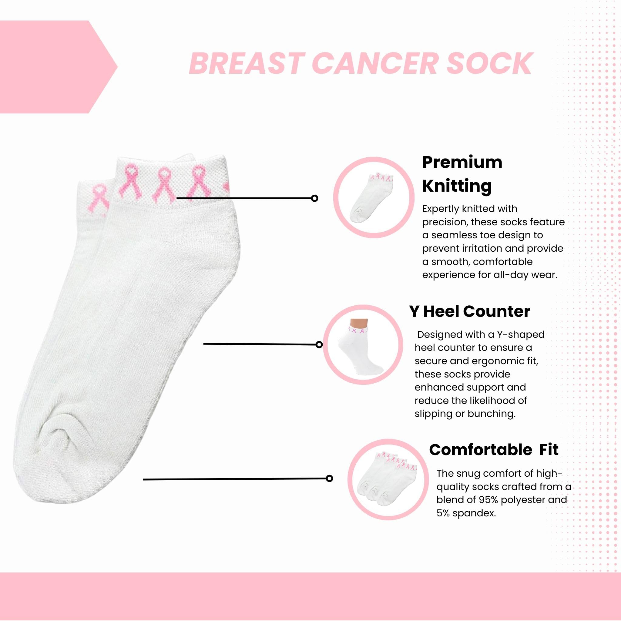 Pink Ribbon Ankle Socks for Breast Cancer Awareness - Support Fundraising Walks, Charity Events, Cheerleading & Sports Teams - Comfortable & Breathable for Daily Wear & Activities
