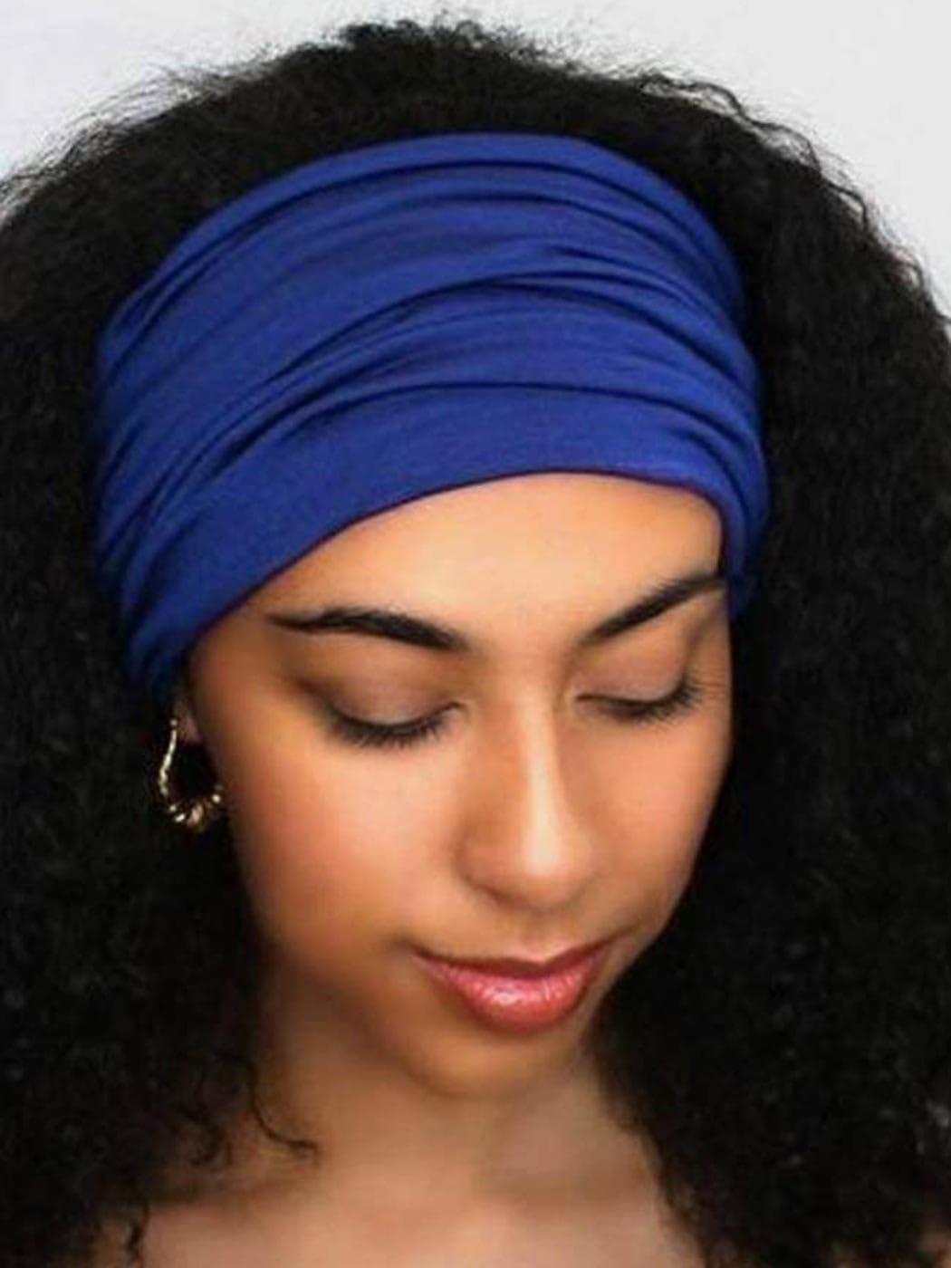 Boho Headbands for Women - 5 Pack Extra Wide Stretchy Black African Head Wraps & Hair Accessories | Perfect for Yoga, Workouts, Fashion and Everyday Wear