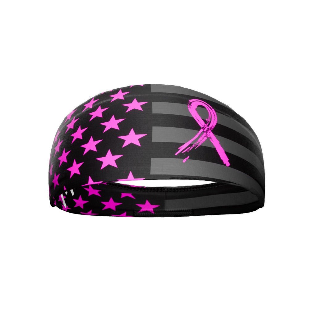 USA Flag Shadow Breast Cancer Awareness Headband - Support Ribbon Hairband for Women, Survivors & Supporters - Perfect for Races, Walks & Awareness Events