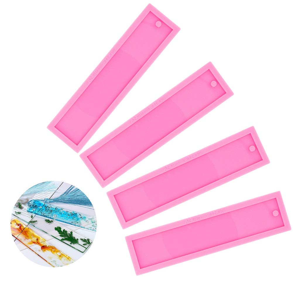 4 Pack Rectangle DIY Resin Keychain Silicone Molds - Epoxy Resin Casting Molds for Jewelry Making & Craft Projects - Perfect for DIY Keychains, Charms, and Handmade Gifts