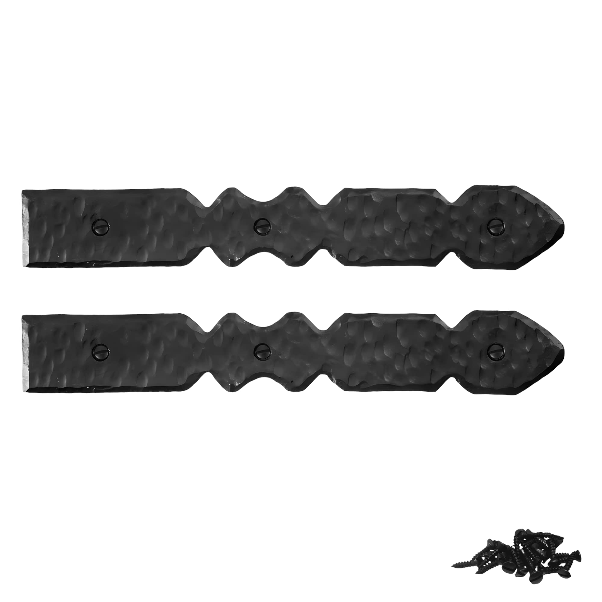 2 Pack 16 Inch Black Faux Strap Hinges - Decorative Dummy Hinges for Farmhouse, Barn & Castle Doors - Rustic Iron Hardware for Shutters, Gates & Carriage Doors - The Nuevo Leon Series - Perfect for Vintage Home Decor & DIY Projects