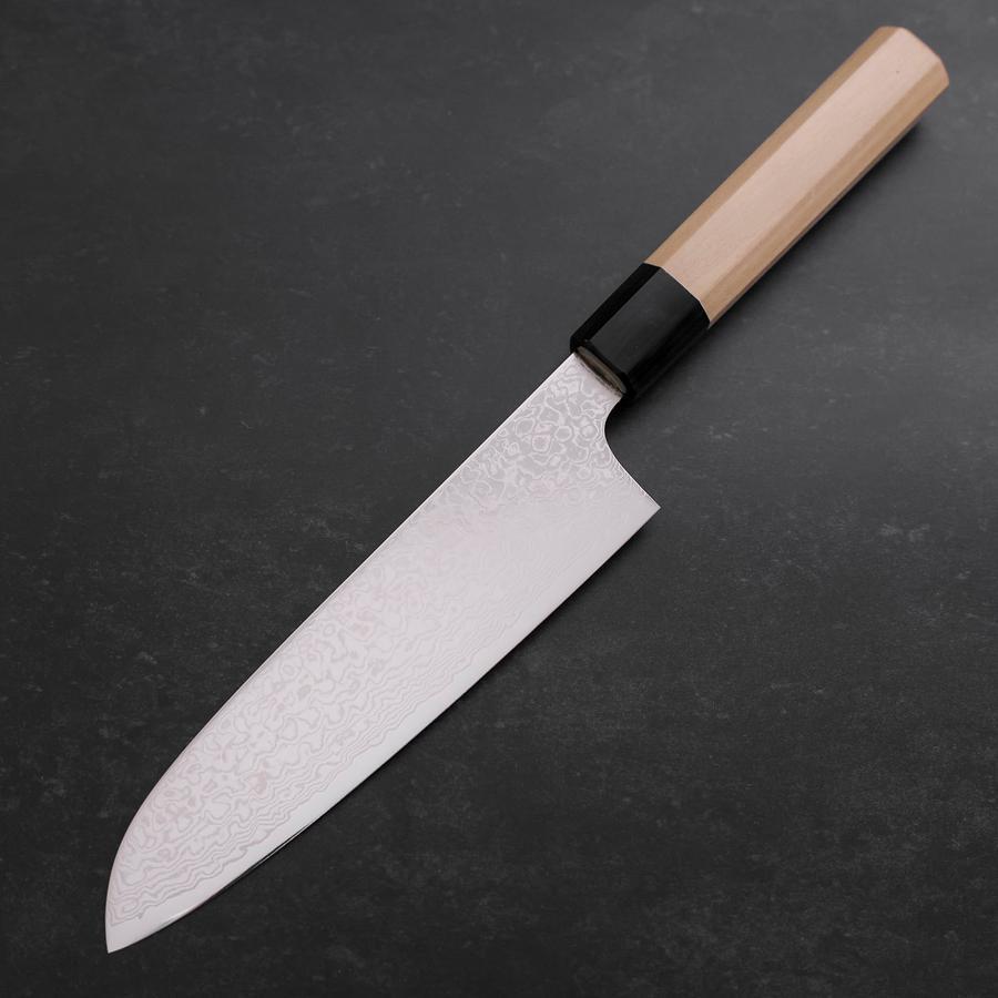 Premium Santoku ZA-18 Damascus Steel Knife 180mm (7 Inch) with Buffalo Magnolia Handle - Japanese Kitchen Knife for Professional Chefs & Home Cooking, Perfect for Slicing, Dicing & Mincing Vegetables, Meat & Fish