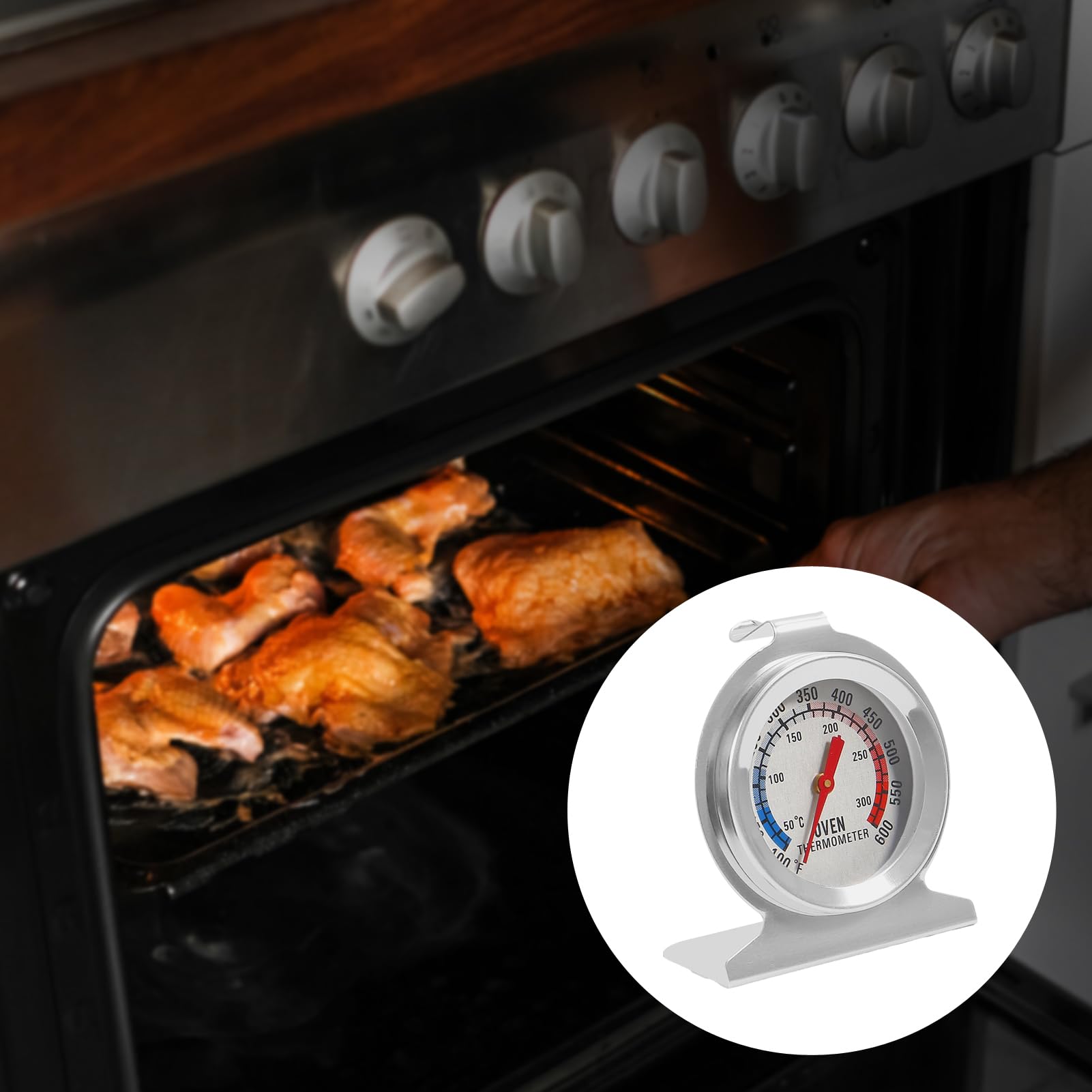 2 Pack Stainless Steel Oven Thermometer - Instant Read Digital Cooking Thermometer for Grilling, Baking, BBQ (50-300°C/100-600°F) - Perfect for Kitchen, Outdoor Cooking & Meat Temperature Monitoring