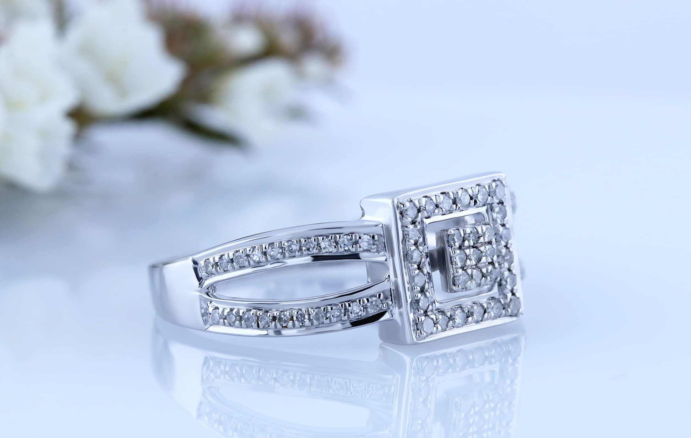Dazzlingrock 0.25 Carat Round White Diamond Engagement Ring for Women - 1/4 CTW Sterling Silver Bridal Set - Perfect for Proposals, Anniversaries & Wedding Bands