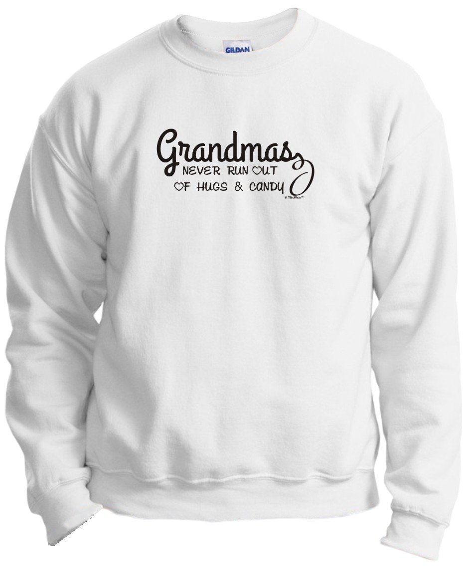 Grandma's Never Run Out of Hugs and Candy Crewneck Sweatshirt | Comfortable Cotton Pullover for Women | Perfect for Family Gatherings, Holidays & Casual Wear