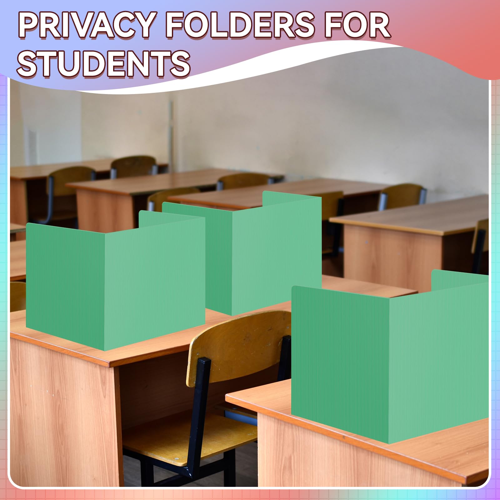 12 Pcs Plastic Desk Dividers for Students - Green Privacy Folders & Test Partitions, Classroom Supplies for Teachers & Schools - Ideal for Study, Testing & Focus in Classrooms & Home Offices