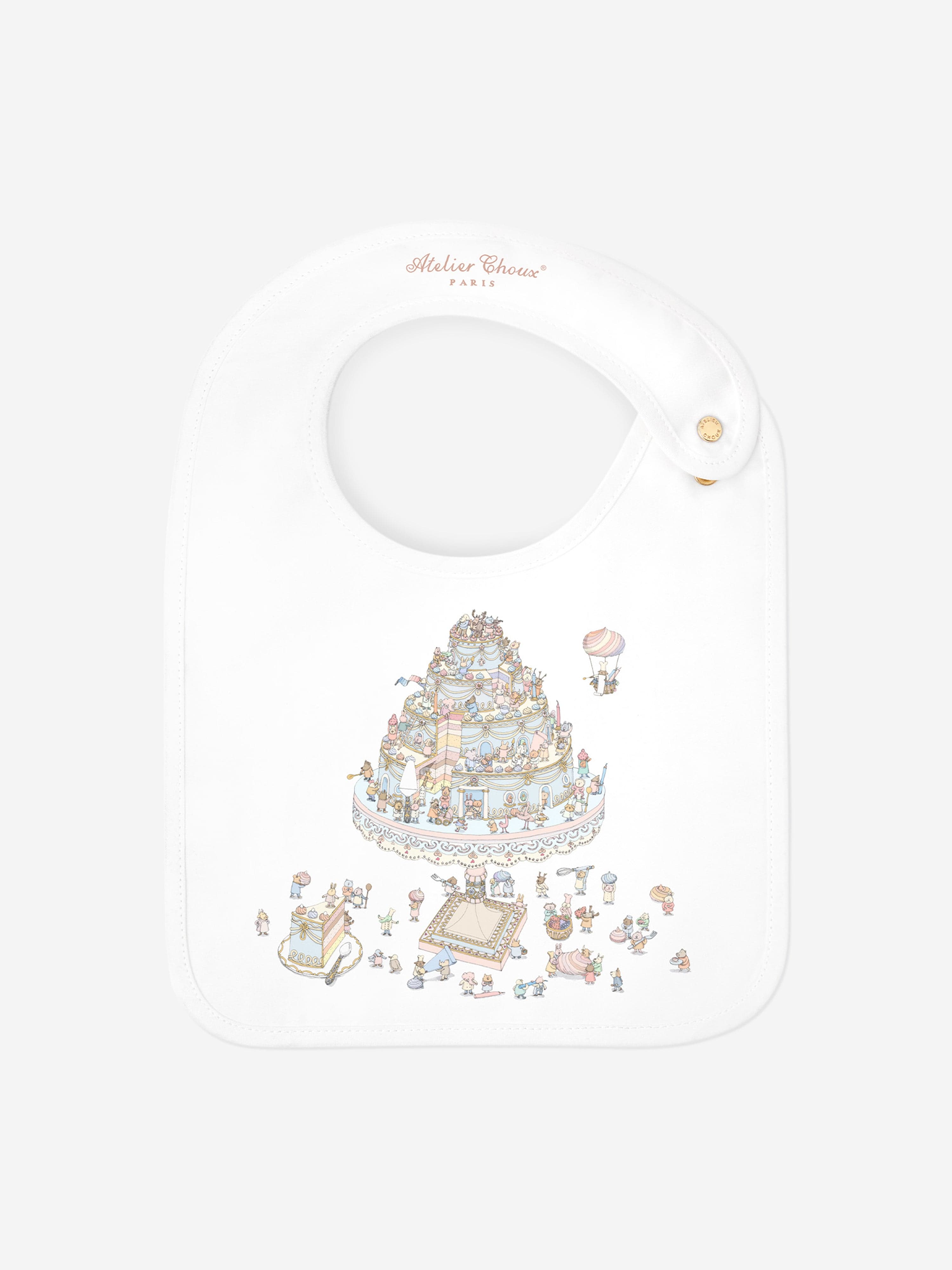 Atelier Choux Baby Satin Le Gateau Bib - Soft Multicolor Drool Bib for Newborns & Infants - Perfect for Feeding, Teething, and Everyday Outfits