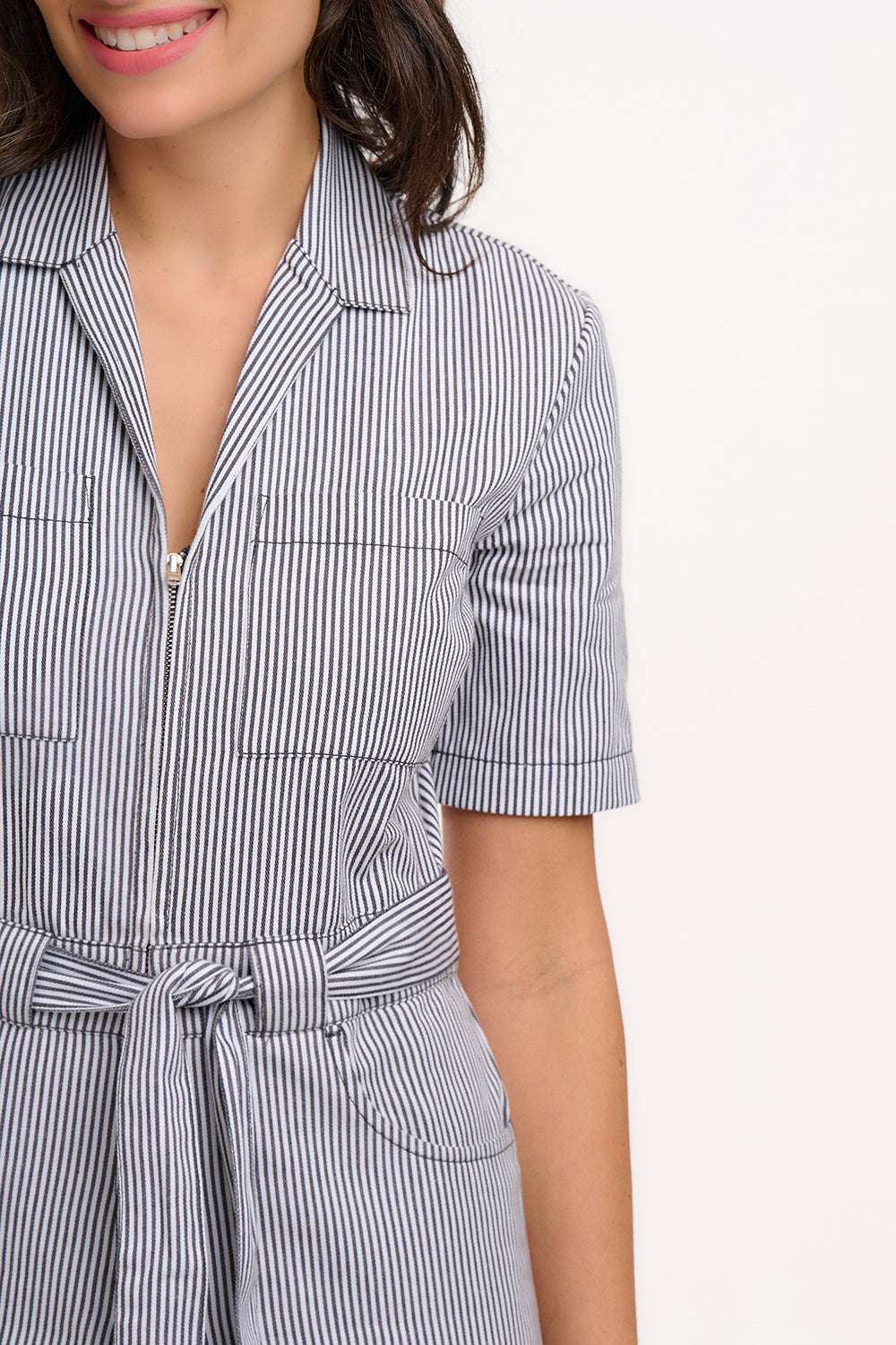 Meredith Boilersuit - Monochrome Striped Jumpsuit for Women | Comfortable & Stylish One-Piece Outfit | Perfect for Work, Casual Wear & Outdoor Activities