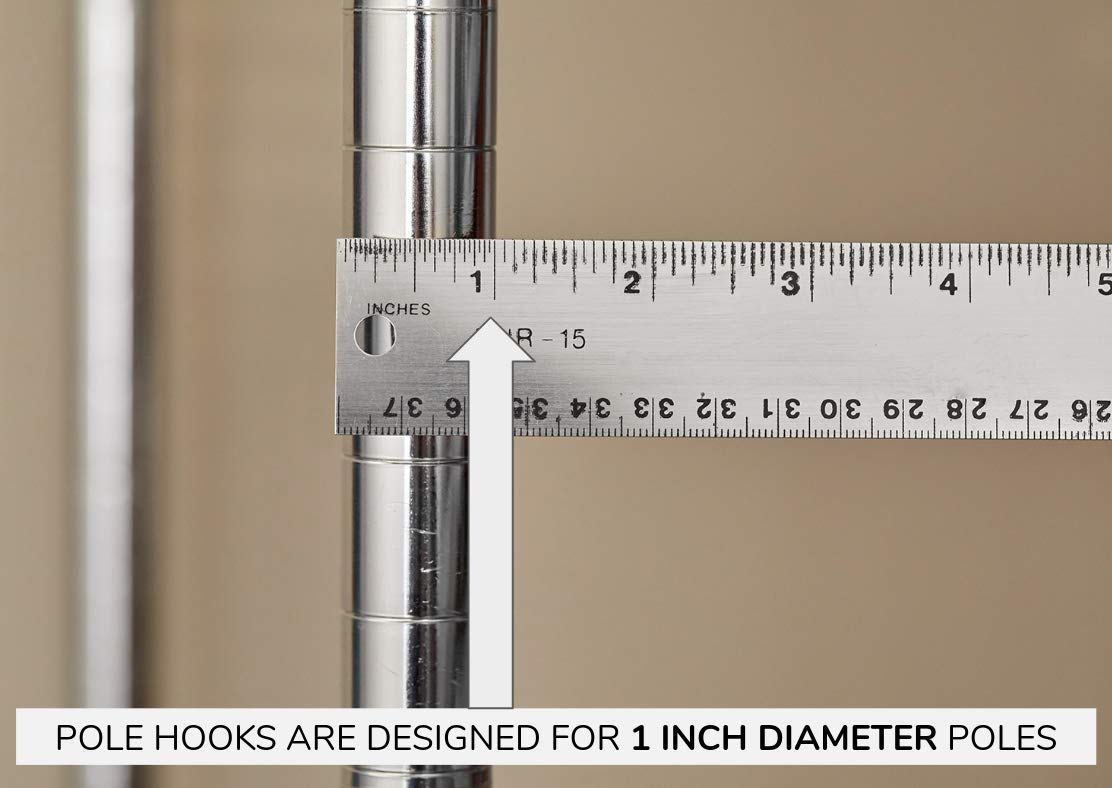 Sunway 5-Pack Chrome Shelf Pole Hooks - Heavy Duty C-Hooks for Garage Storage & Shelving Organization | Fits Metal/Wire Shelves & Racks | Easy Install | Perfect for Pantry, Closet & Workshop Organization