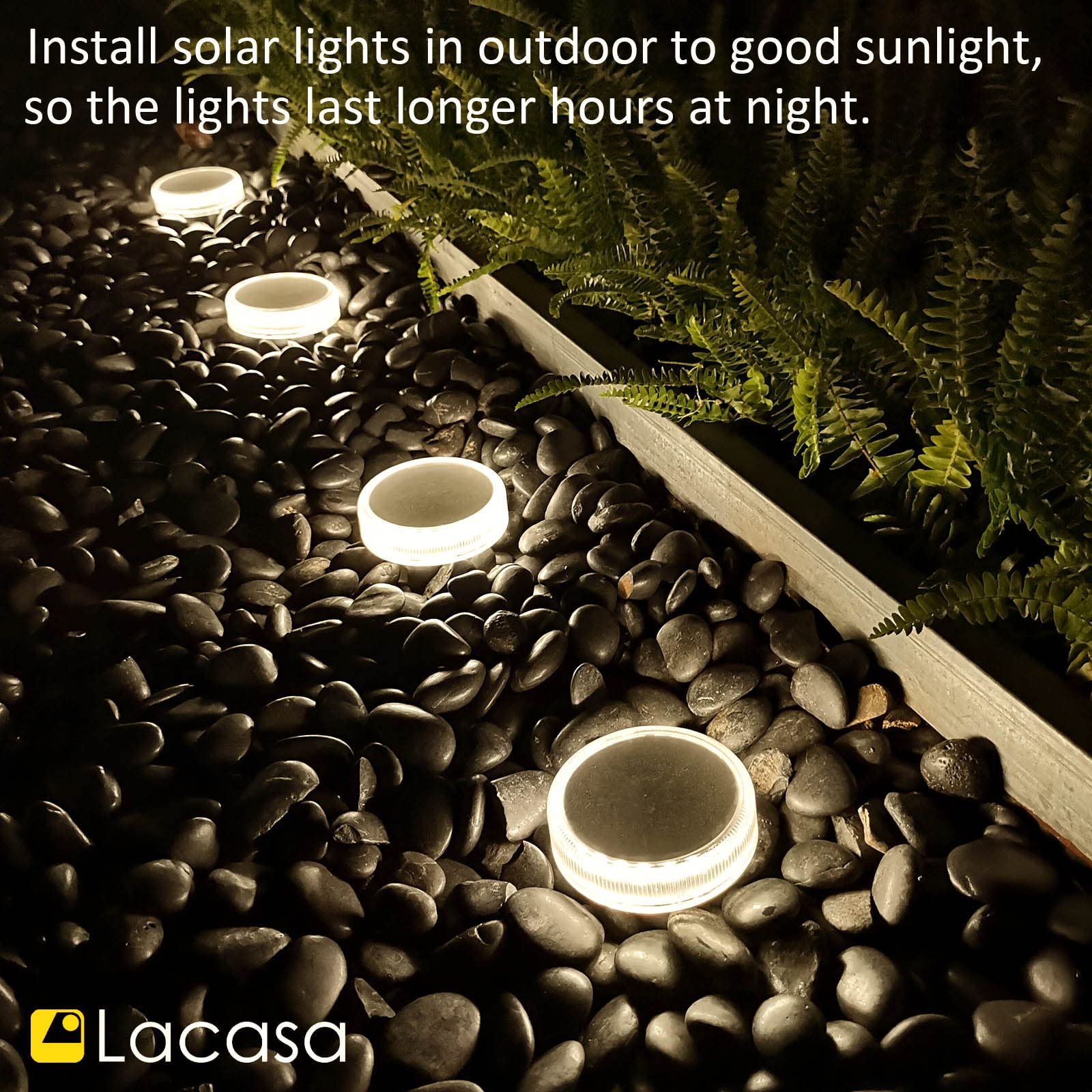 Lacasa Solar Deck Lights 4 Pack – 30LM Outdoor Solar Powered LED Step Lights, 4000K Natural White, IP68 Waterproof, Auto On/Off – Perfect for Garden, Stairs, Driveway, Pathway, Dock & Patio Lighting