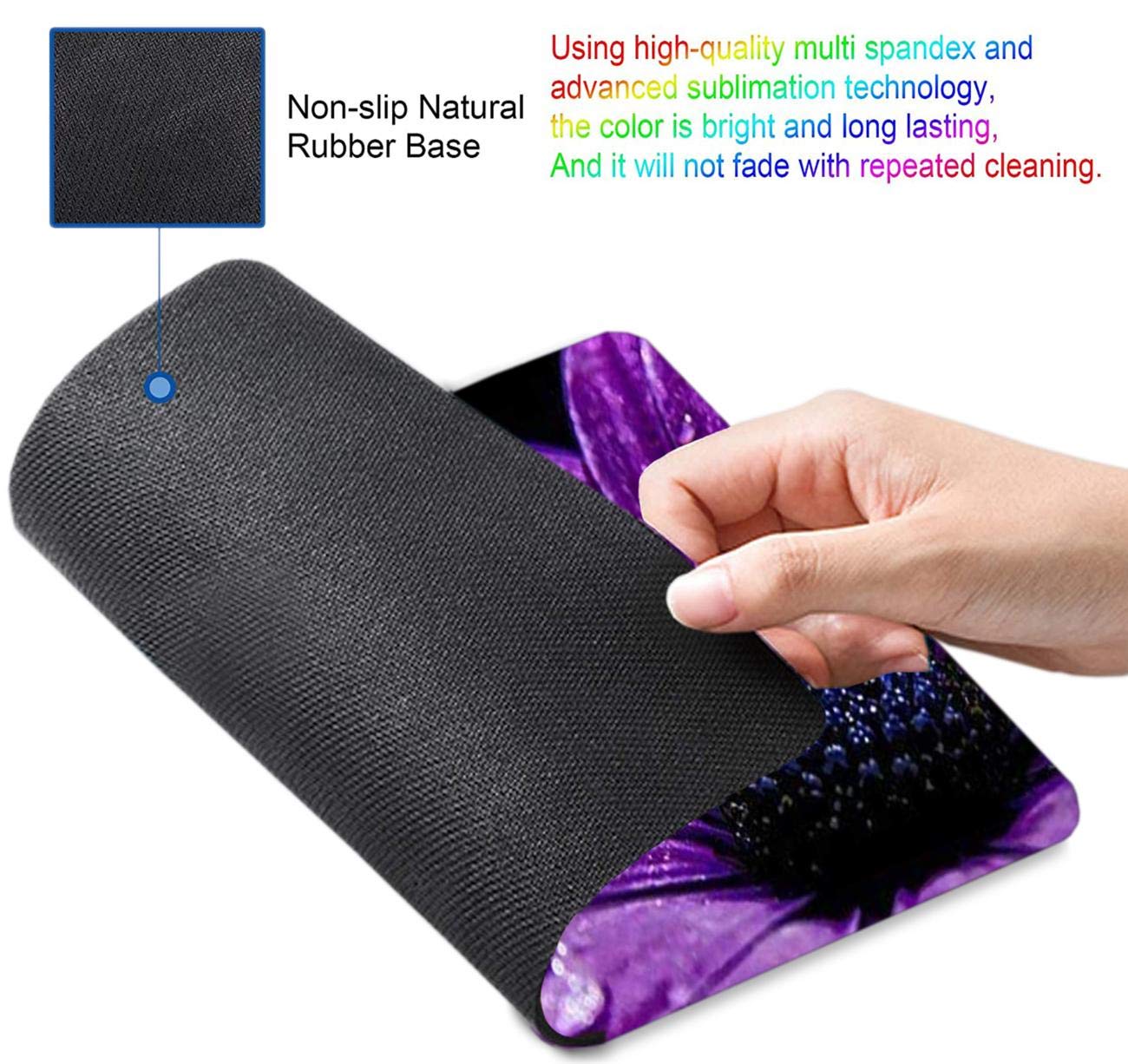 Purple Daisy Mouse Pad - Non-Slip Rubber Base with Custom Design for Computer & Laptop | Perfect for Office, Gaming & Home Workspace
