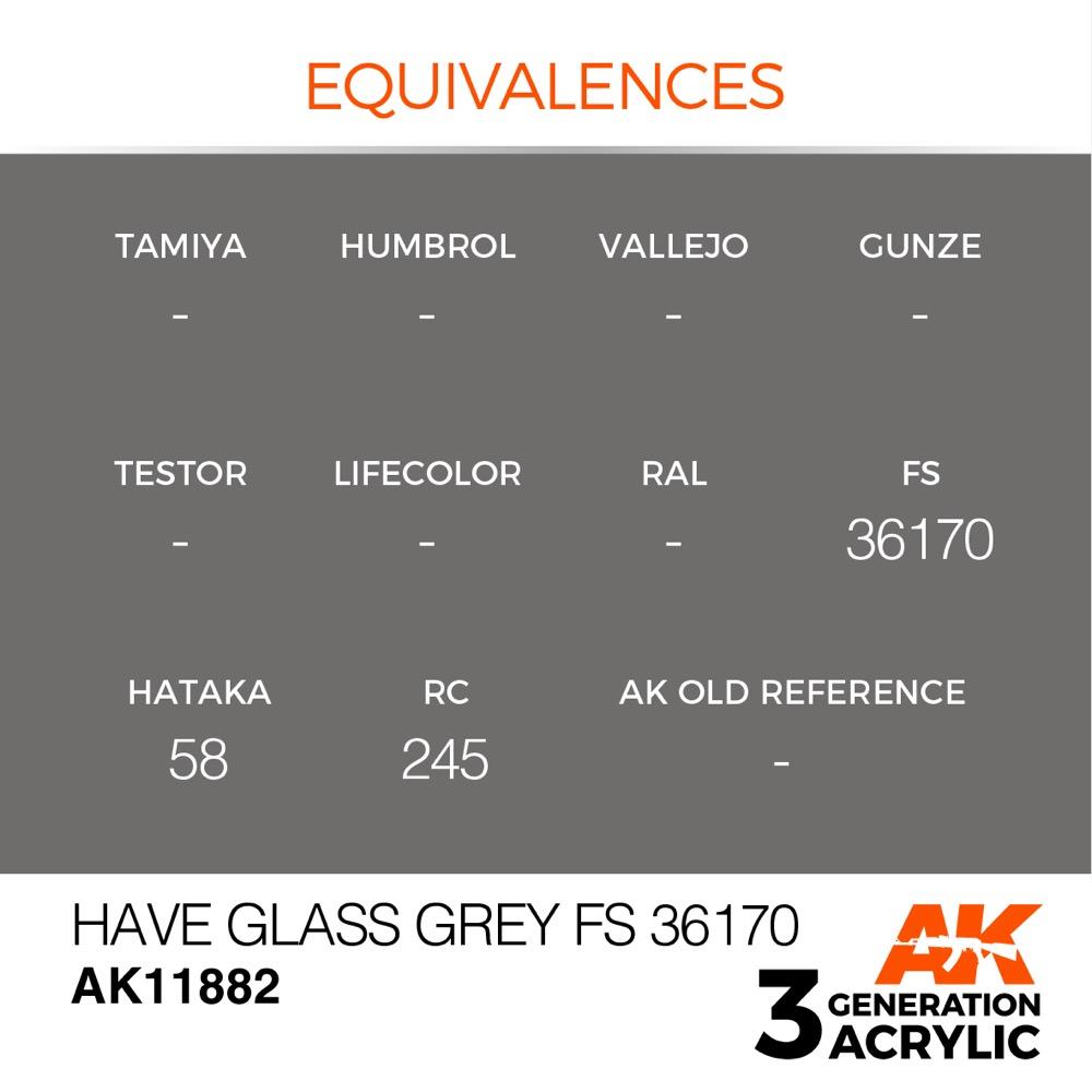 AK Interactive AK11882 Air Series Have Glass Grey FS 36170 Acrylic Paint - 17ml Bottle for Scale Models & Military Miniatures - Perfect for Aircraft, Tanks & Diorama Painting