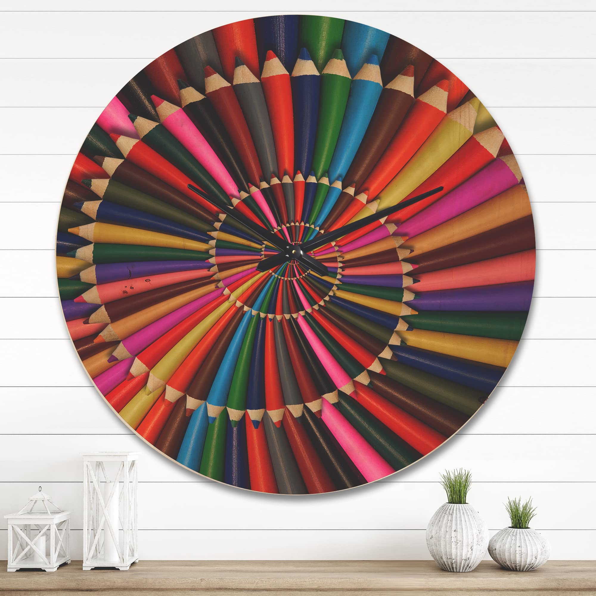DesignQ 'Orienta Chocolate Mandala' Modern Large Wood Wall Clock - Oversized Decorative Wooden Clock for Living Room, Bedroom & Office Décor - Perfect for Home, Office & Gift Giving
