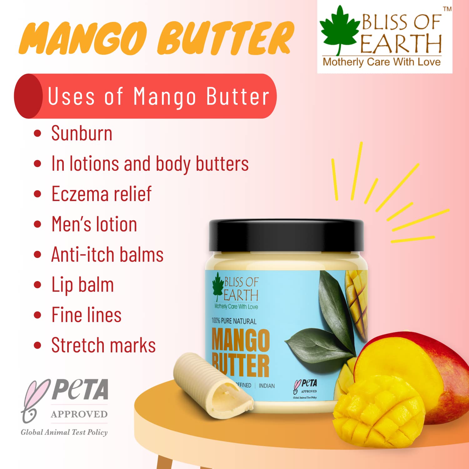 Organic Deodorized Indian Mango Butter for Face, Skin & Hair Care - 200g Jar - Natural Moisturizer for DIY Beauty Products, Dry Skin Treatment & Hair Conditioning