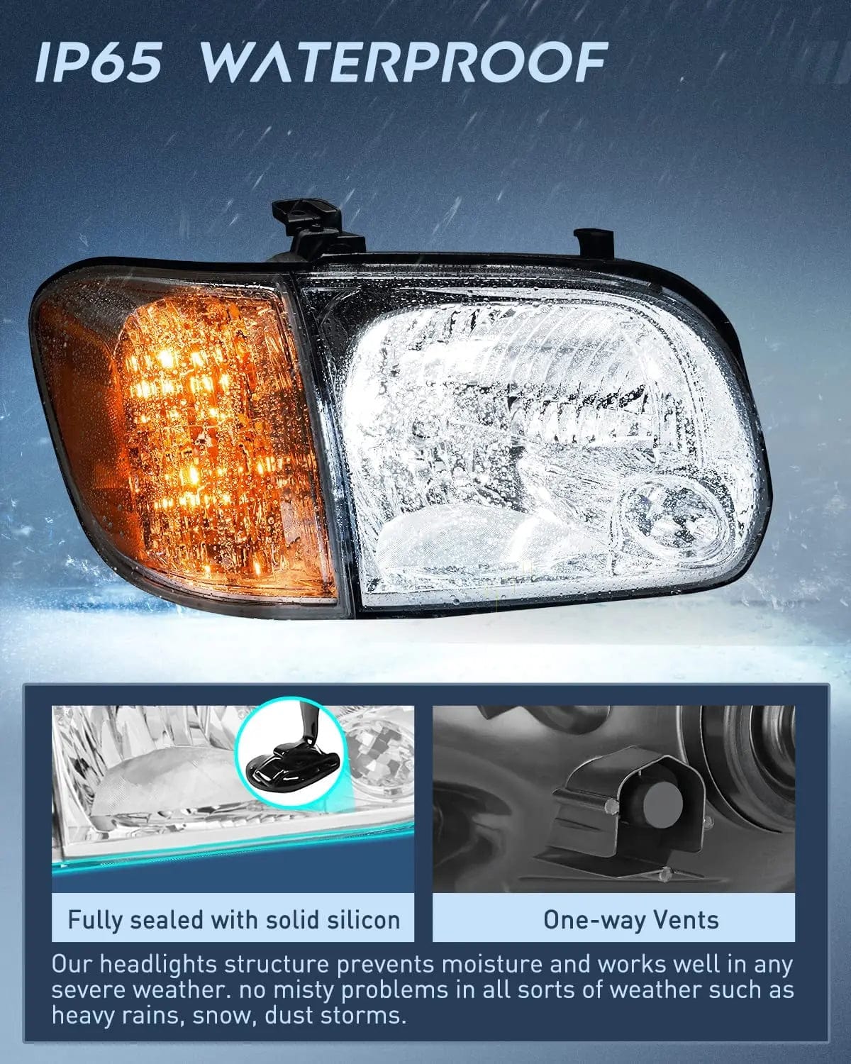 2005-2007 Toyota Tundra & Sequoia Headlight Assembly - Chrome Case with Clear Reflector - Replacement Headlights for Double Crew Cab - Perfect for Night Driving & Off-Road Adventures