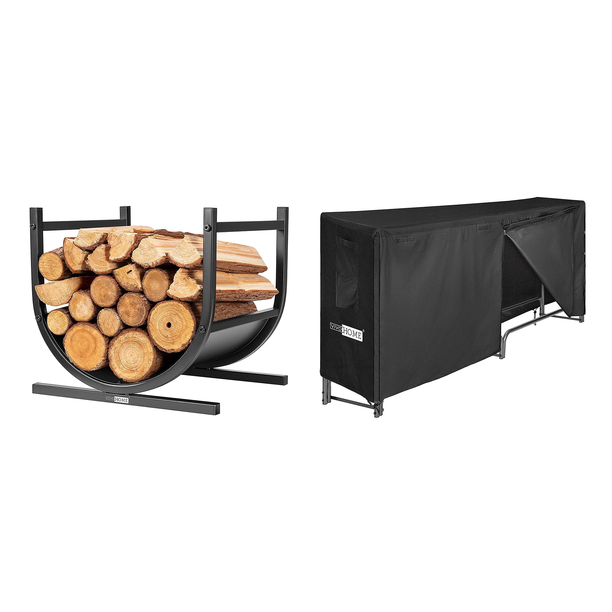 VIVOHOME 17 Inch Heavy Duty Firewood Rack - Indoor/Outdoor Log Storage Holder with 8ft Capacity - Perfect for Fireplace, Patio, and Camping Wood Storage