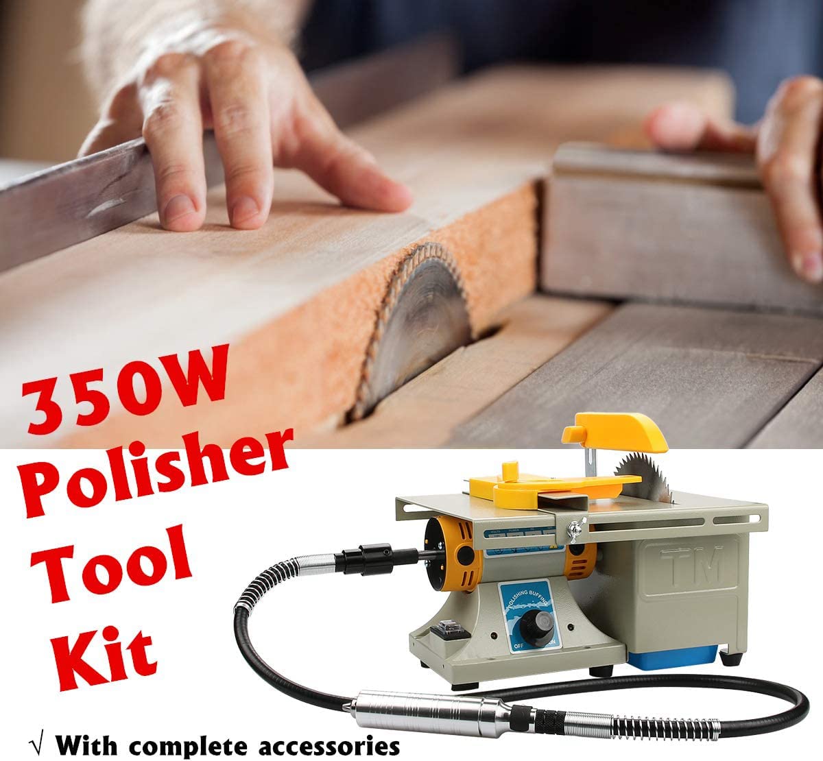 Mini Table Saw Rock - Lapidary Equipment for DIY Jewelry Making, 0-10000 RPM Bench Buffer Grinding Machine with Flexible Shaft - Perfect for Home Woodworking, Stone Carving & Hobby Craft Projects