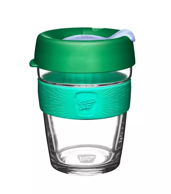 KeepCup Medium Brew Glass 12oz Reusable Coffee Cup - Perfect for Home, Office & Travel | Eco-Friendly Glass Coffee Mug with Lid
