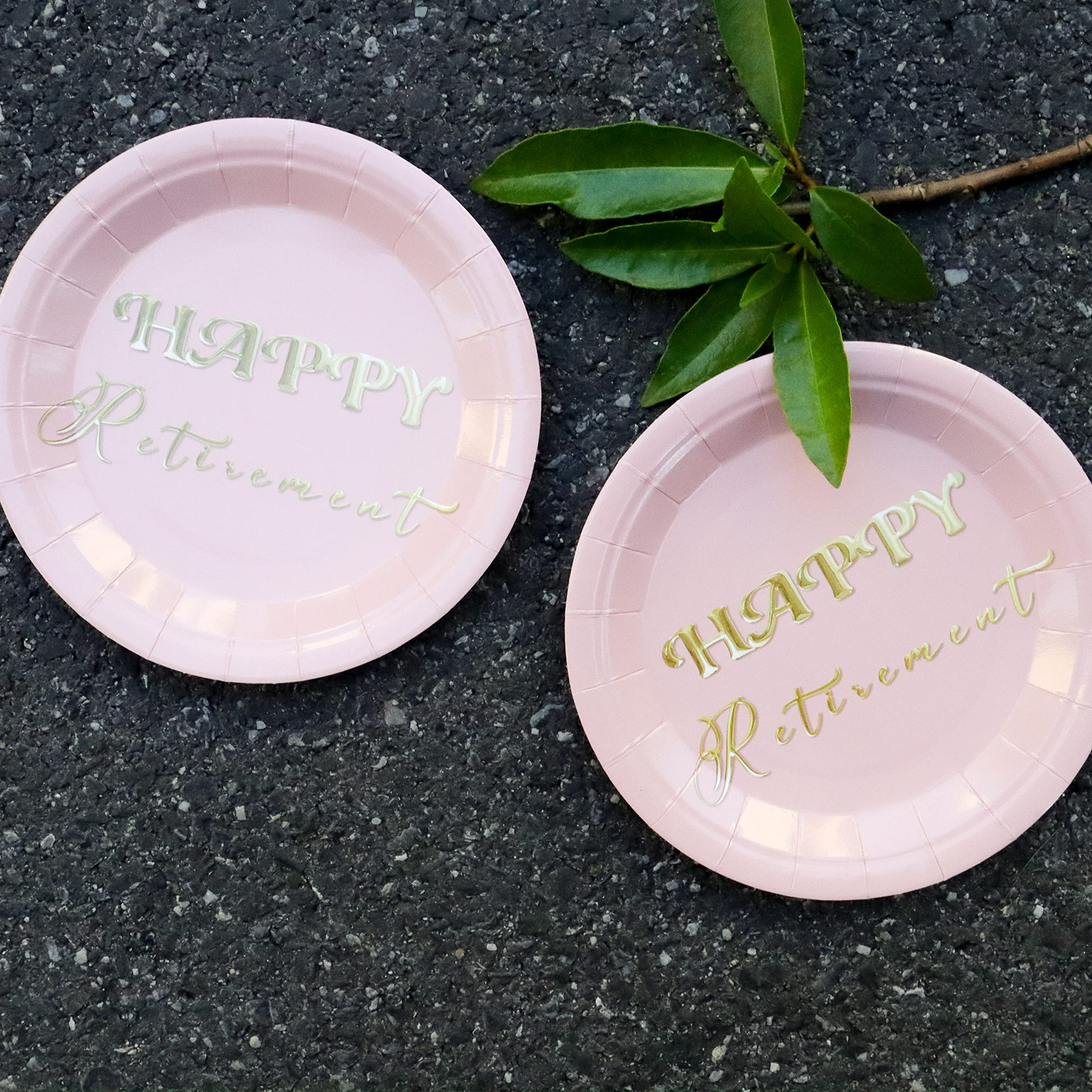 50-Piece Rose Gold Retirement Party Dessert Plates - 7 Inch Disposable Pink Cake Plates for Women's Retirement Celebration - Perfect for Retirement Parties, Bridal Showers & Birthday Events