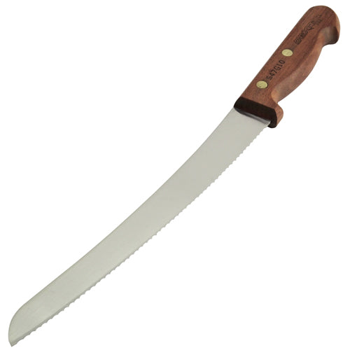 Dexter S47G10 PCP 10-Inch Scalloped Bread Knife with Curved Rosewood Handle - Perfect for Slicing Fresh Baguettes, Artisan Loaves & Pastries
